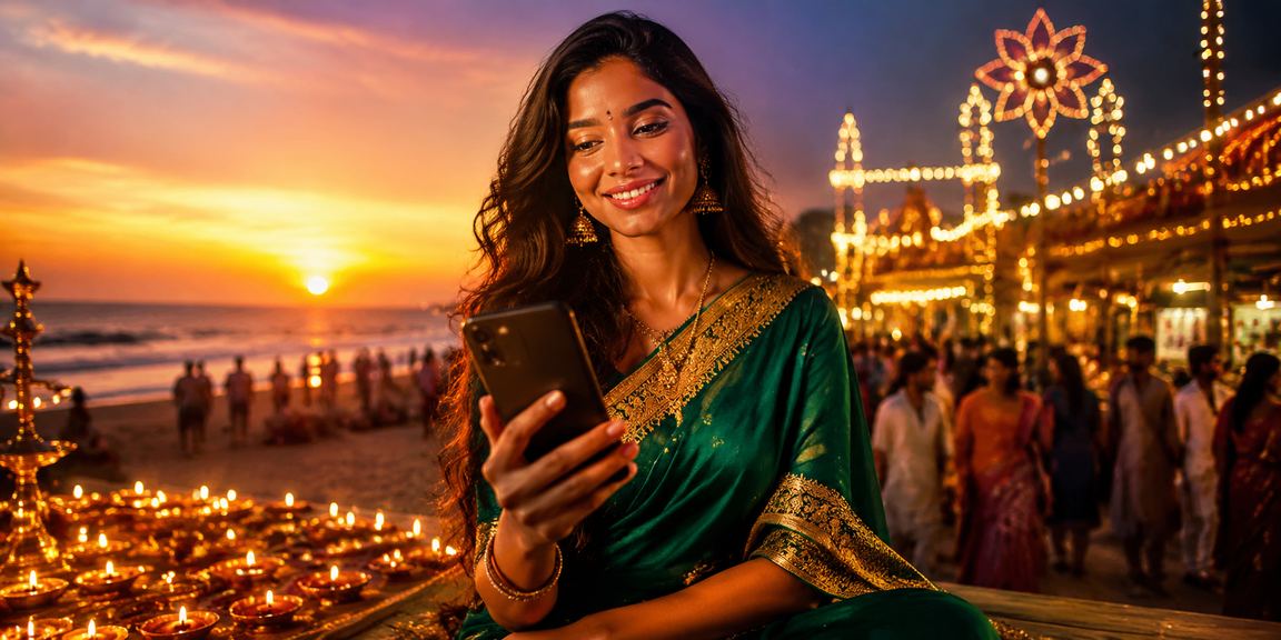Mobile casino interface on phone in saree hands Chennai